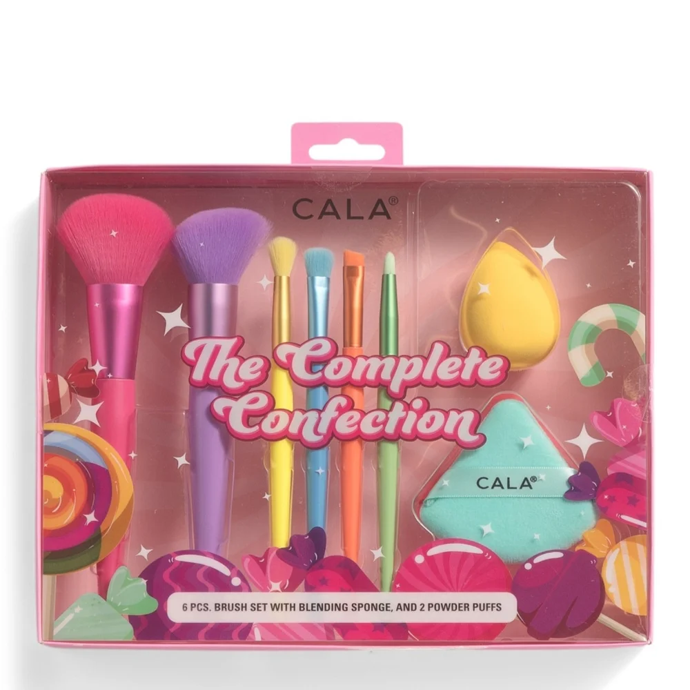 CALA 6pc Complete Confection Beauty Brush Set With Sponge And Puffs
